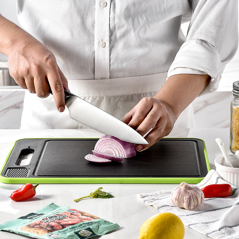 NEW! Double-side Cutting Board With Defrosting Function Chopping Board Kitchen Grinding Cutting Board With Knife Sharpener