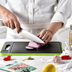 NEW! Double-side Cutting Board With Defrosting Function Chopping Board Kitchen Grinding Cutting Board With Knife Sharpener