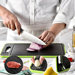 NEW! Double-side Cutting Board With Defrosting Function Chopping Board Kitchen Grinding Cutting Board With Knife Sharpener